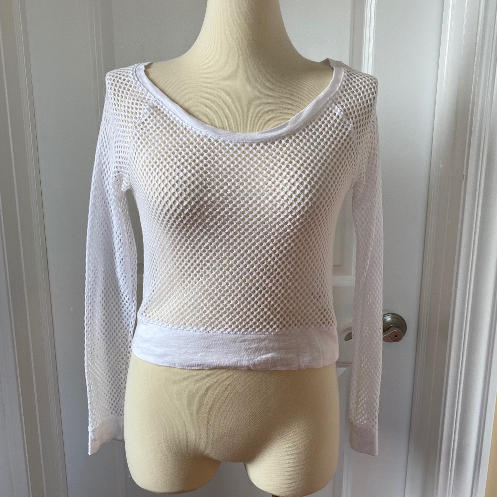 Express White Mesh Cropped Top Size Small